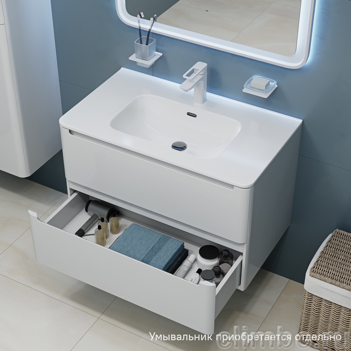 Тумба подвесная, белый, 80 см, Edifice,  IDDIS, EDI80W0i95. Подходит умывальник 0108000i28 — фото товара