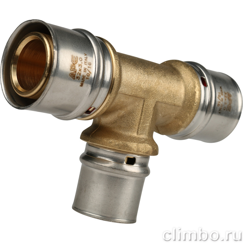 STOUT Тройник переходной 32х26х32 для металлопластиковых труб прессовой (SFP-0005-322632) — фото товара