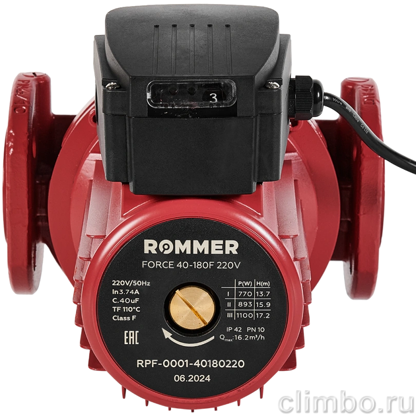 Насос циркуляционный фланцевый ROMMER RPF трехскоростной 40-180F 220V — фото, детали конструкции