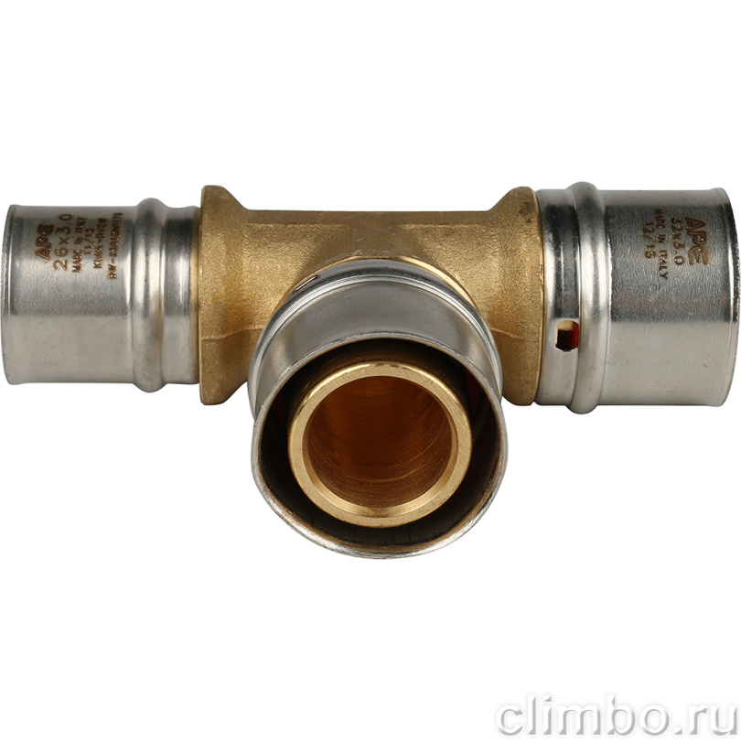 STOUT Тройник переходной 32x32x26 для металлопластиковых труб прессовой (SFP-0005-323226) — фото товара
