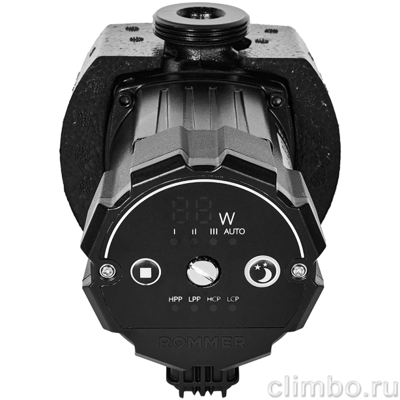 Частотный циркуляционный насос ROMMER PROFI EVO 25/40-130 с гайками и теплоизоляцией — фото, детали конструкции