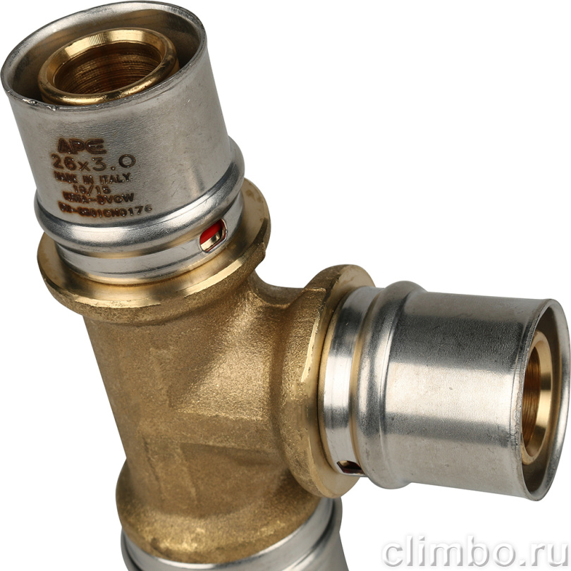 STOUT Тройник переходной 32х26х26 для металлопластиковых труб прессовой (SFP-0005-322626) — фото товара