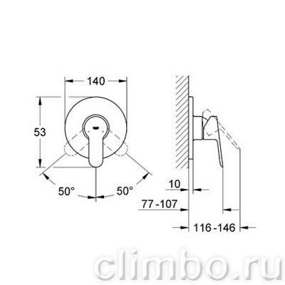 Смеситель для душа GROHE BauEdge (со встраиваемым механизмом), 29078000 — фото товара