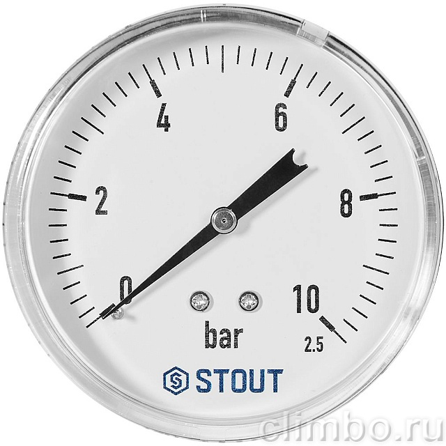 Манометр аксиальный STOUT корпус Dn 80 мм 1/2 , 0...10 бар, кл.2.5 — фото, детали конструкции
