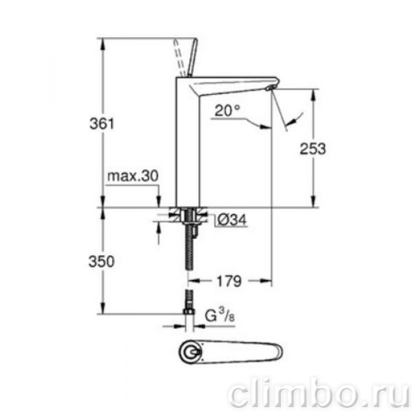 Смеситель для биде GROHE Eurodisc Joy с донным клапаном, 24036000 — фото товара