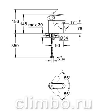 Смеситель для раковины GROHE Eurosmart Cosmopolitan, 32824000 — фото товара