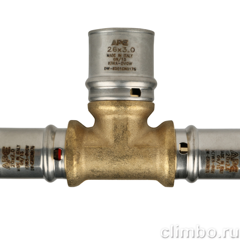STOUT Тройник переходной 20х26х20 для металлопластиковых труб прессовой (SFP-0005-202620) — фото товара