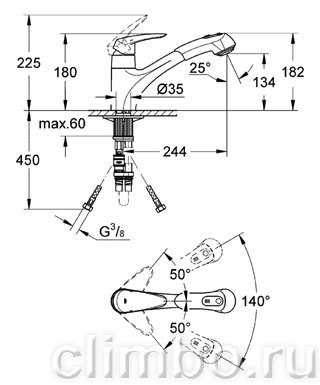 Смеситель для кухни GROHE Eurodisc с выдвижным изливом, 32257001 — фото товара