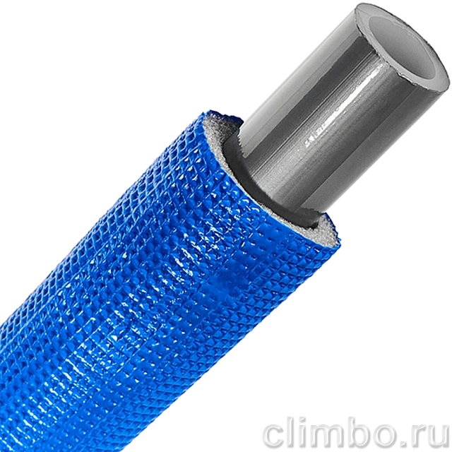 Труба STOUT 25х3,5 (бухта 50 метров) PEX-a из сшитого полиэтилена с кислородным слоем, серая в теплоизоляции (синяя) — фото, детали конструкции