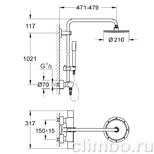 Душевая стойка Grohe Rainshower System, 27032001 — фото товара