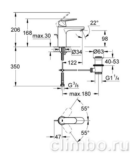 Смеситель для раковины GROHE Eurosmart Cosmopolitan, средний излив, 23327000 — фото товара
