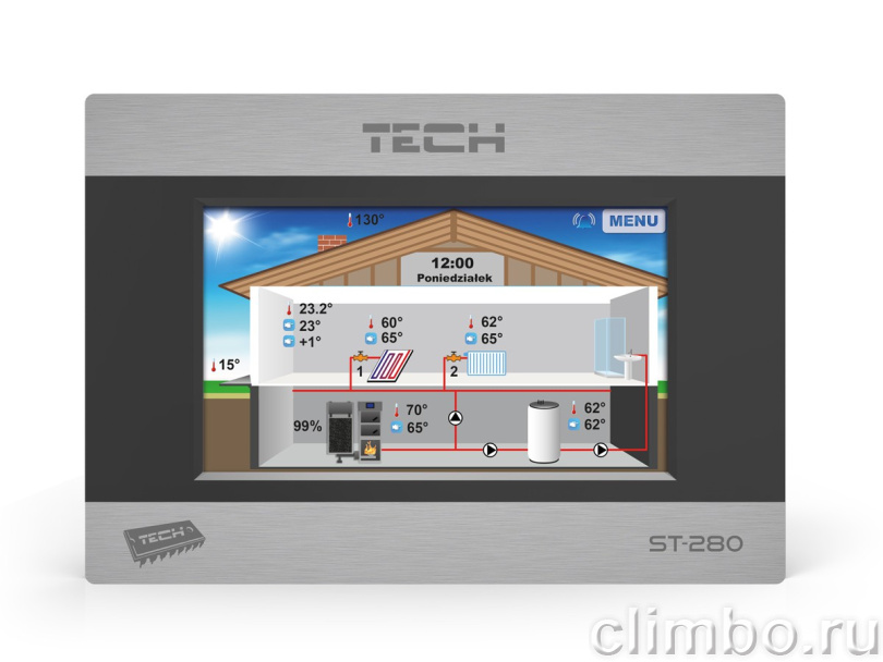 TECH комнатный терморегулятор со связью rs, ST-280 — фото товара