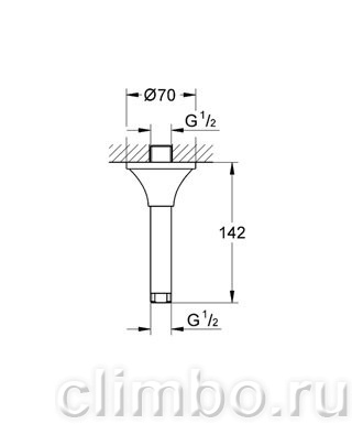 Потолочный душевой кронштейн GROHE Rainshower Grandera 142 мм, 27978IG0 — фото товара