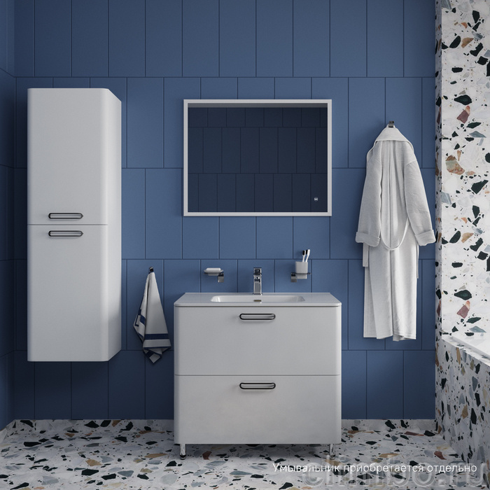 Тумба напольная, белая, 80 см, Brick, IDDIS, BRI80WFi95. Подходит ум. 0108000i28 — фото товара