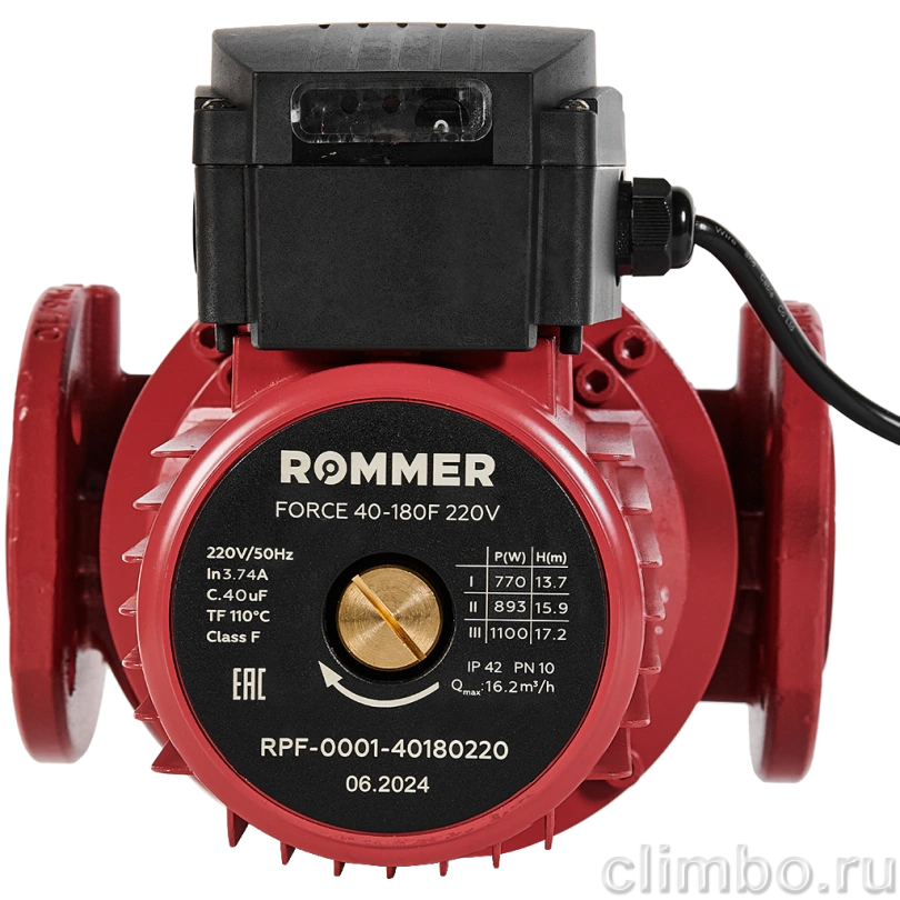 Насос циркуляционный фланцевый ROMMER RPF трехскоростной 40-180F 220V — фото, детали конструкции