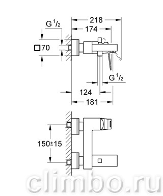 Смеситель для ванны GROHE Eurocube, 23140000 — фото товара