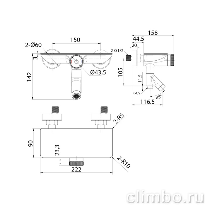 Смеситель для ванны с управлением Push Control Shelfy IDDIS — фото товара