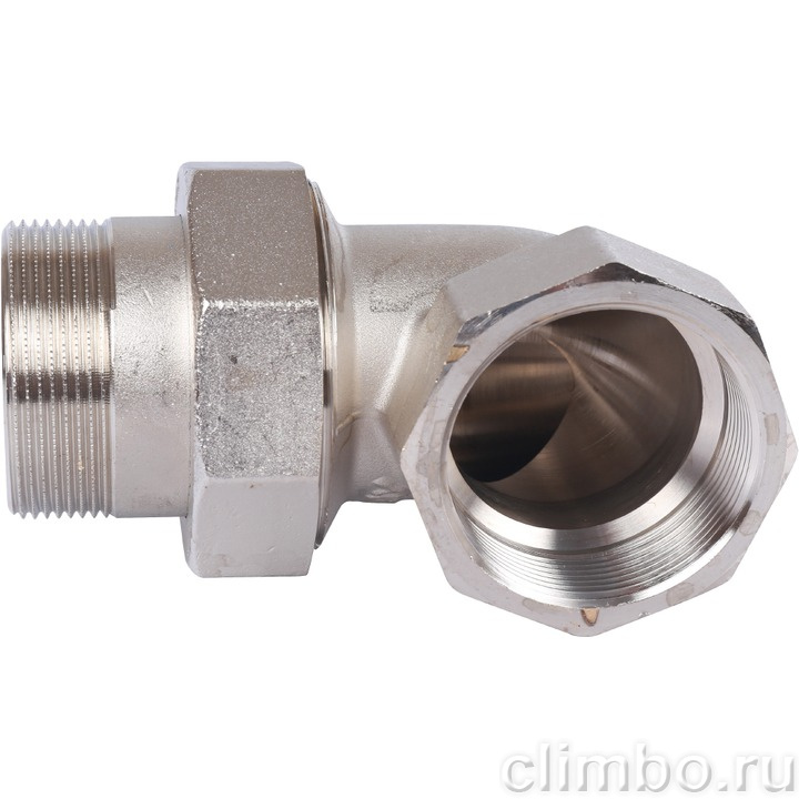 STOUT Угловая американка ВН, уплотнение o-ring кольцо, никель. 2" — фото товара