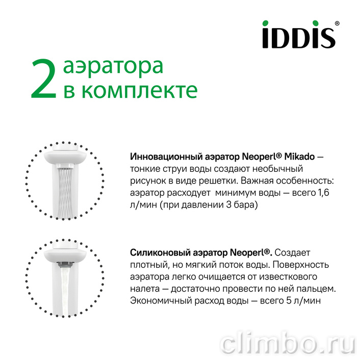 Смеситель для умывальника с управлением Push Control белый матовый Slide IDDIS — фото товара