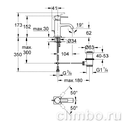 Смеситель для раковины GROHE Allure с донным клапаном, уменьшенный, 32757000 — фото товара