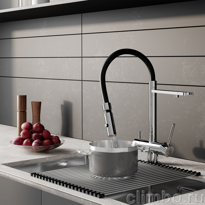 Смеситель для кухни с фильтром и гибким изливом, хром, Ace, IDDIS — фото товара