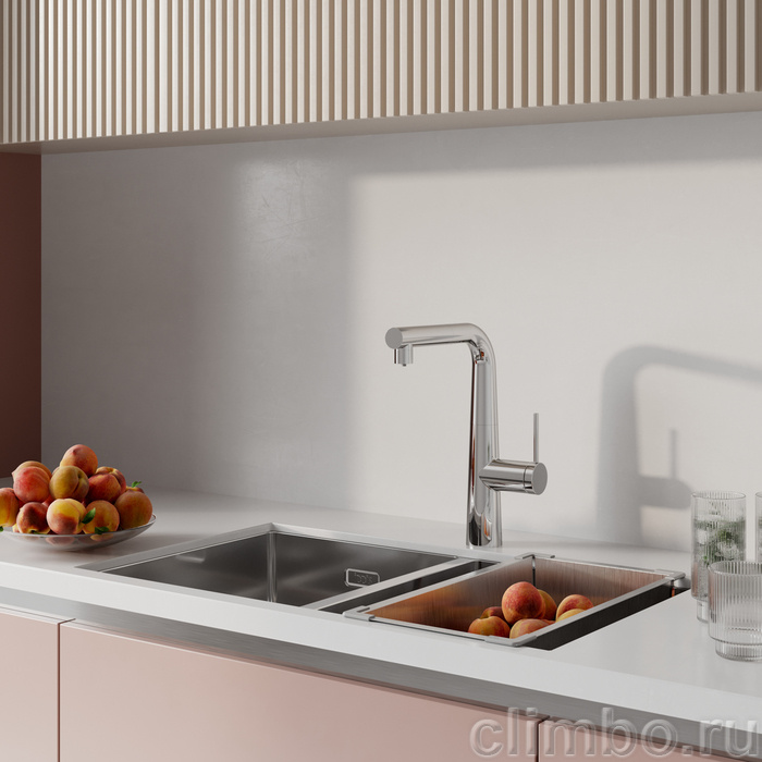 Смеситель для кухни с фильтром и выдвижным изливом, хром, Pure, IDDIS — фото товара