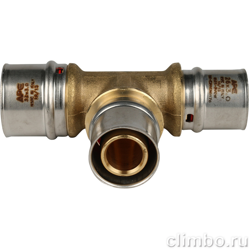 STOUT Тройник переходной 32х26х26 для металлопластиковых труб прессовой (SFP-0005-322626) — фото товара