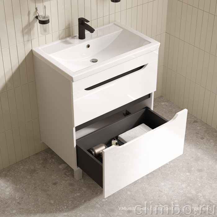 Тумба напольная, 70 см, белый, Рэй (Ray), IDDIS, RAY70WFi95 подходит умыв. 4077000i28 — фото, детали конструкции
