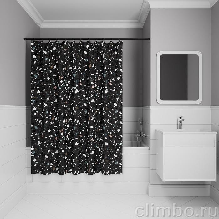 Штора для ванной, 200x180 см, Полиэстер, черный, IDDIS, BT02P18i11 — фото товара