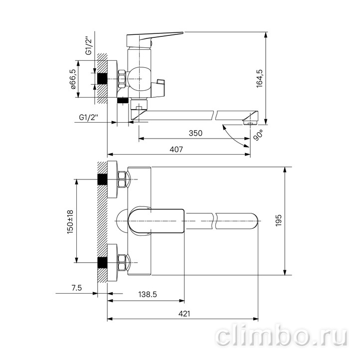 Смеситель для ванны с длинным изливом, Bridge, IDDIS, BRDSB02i10WA — фото товара