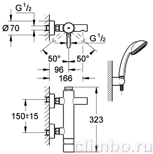 Смеситель для ванны GROHE Essence с душевым гарнитуром, 33628000 — фото товара
