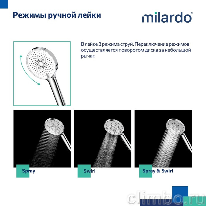 Душевой гарнитур с тропической лейкой, глянцевый хром, Ideal Spa, Milardo — фото товара
