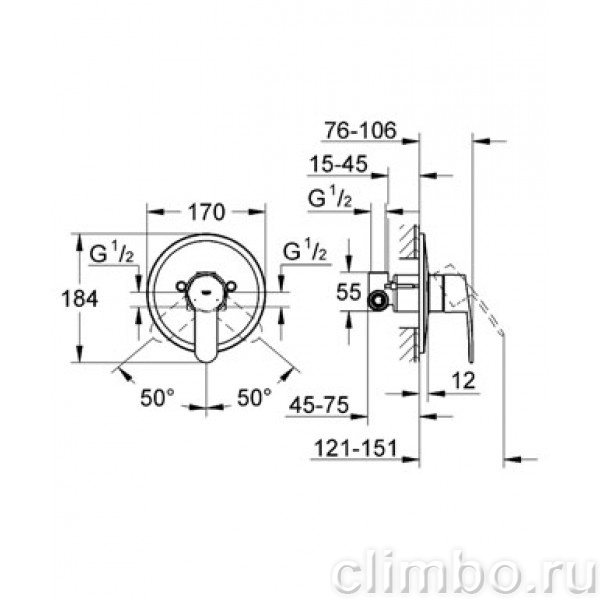 Смеситель для душа GROHE Eurostyle Cosmopolitan (со встраиваемым механизмом), 33635002 — фото товара