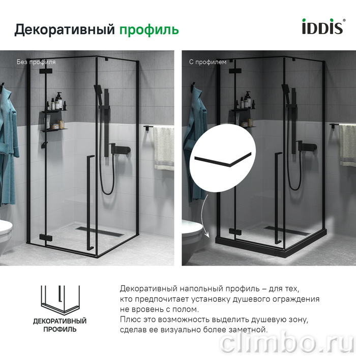 Декоративный профиль под душевое ограждение, черный, Slide, IDDIS, SLI5BS0i22 — фото товара
