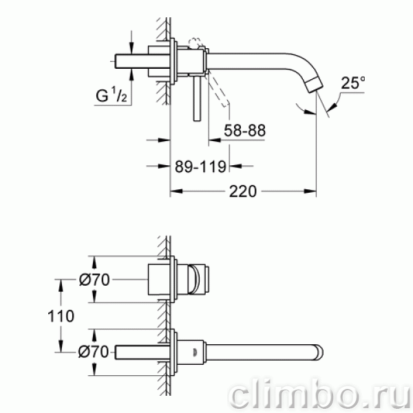 Смеситель для раковины GROHE Atrio C (верхняя монтажная часть), 19287001 — фото товара