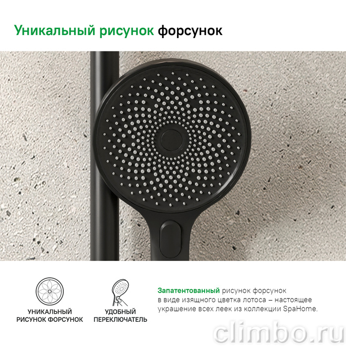 Лейка для душа, черная, SpaHome, IDDIS, SPA3F0Bi18 — фото товара