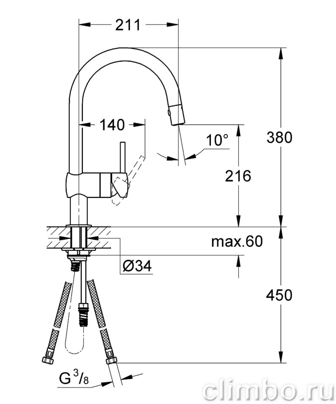 Смеситель для кухни GROHE Minta с C-изливом/лейкой, 32321000 — фото товара