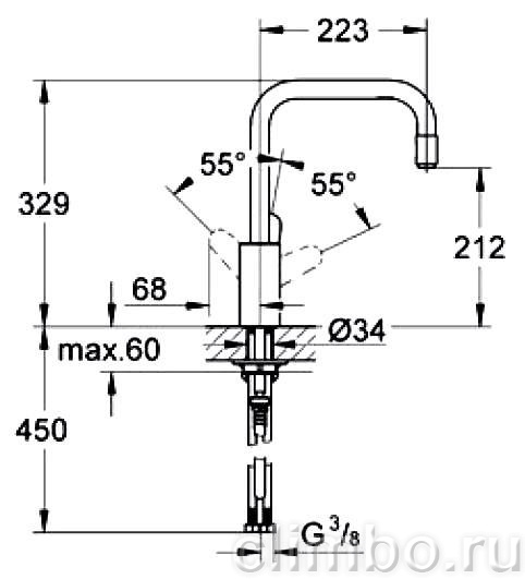 Смеситель для кухни GROHE Eurodisc Cosmopolitan с выдвижным изливом, 31122002 — фото товара
