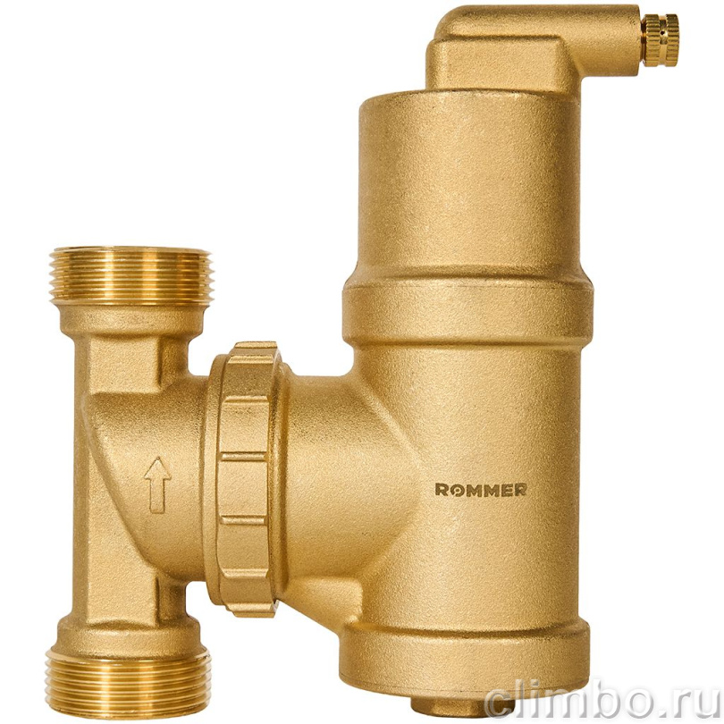 Сепаратор воздуха ROMMER поворотный ВР 1 1/4 корпус- латунь — фото, детали конструкции