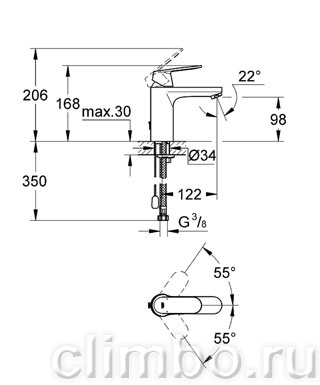 Смеситель для раковины GROHE Eurosmart Cosmopolitan с цепочкой, средний излив, 23326000 — фото товара