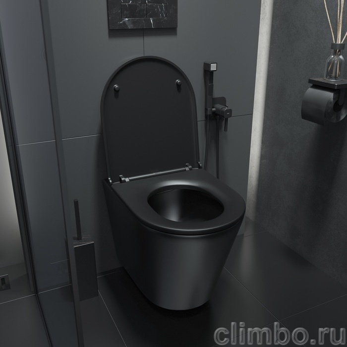 Унитаз подвесной безободковый, чёрный матовый, Calipso, IDDIS — фото товара