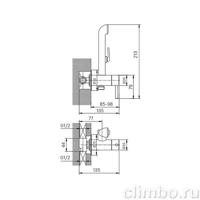 001SBR0M08 Встраиваемый смеситель Milardo с гигиеническим душем — фото товара