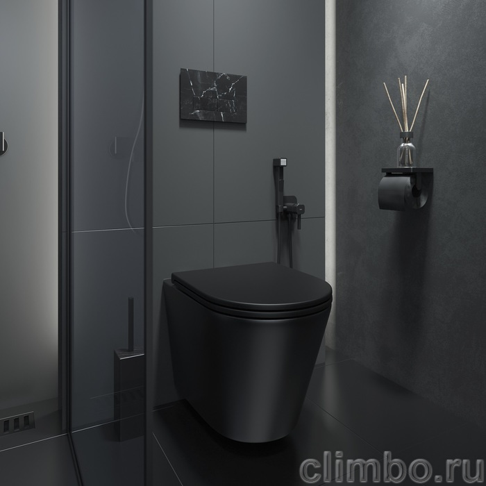 Унитаз подвесной безободковый, чёрный матовый, Calipso, IDDIS — фото товара