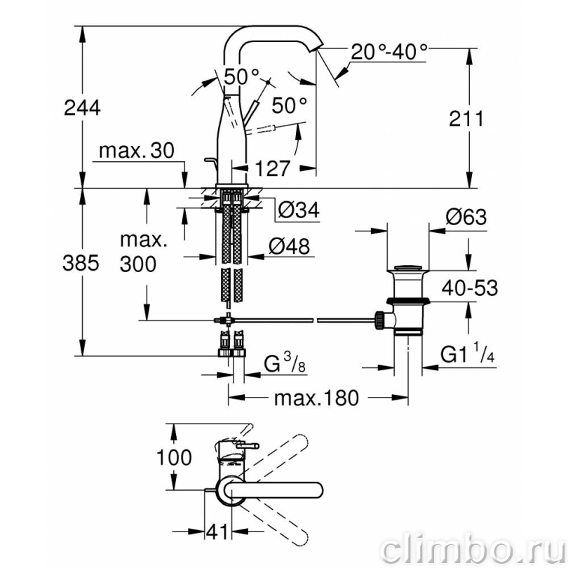 Смеситель для раковины GROHE Essence New, холодный рассвет матовый (32628GN1) — фото товара