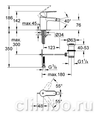 Смеситель для биде GROHE Eurostyle Cosmopolitan с донным клапаном, 33565002 — фото товара