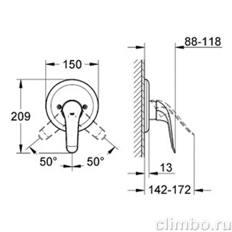Смеситель для душа GROHE Euroeco Special (верхняя монтажная часть), 32784000 — фото товара