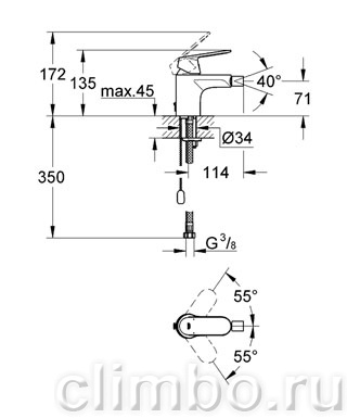 Смеситель для биде GROHE Eurosmart Cosmopolitan с цепочкой, 32840000 — фото товара