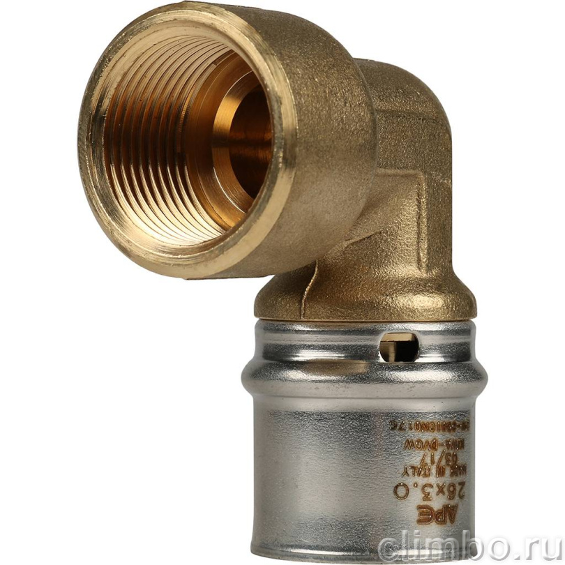 STOUT Угольник-переходник с внутренней резьбой 3/4"х26 для металлопластиковых труб прессовой — фото товара